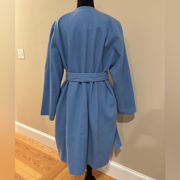 Eloquii Baby Blue Knee Length Belted Trench Coat Size 18/20 - Picture 7 of 11